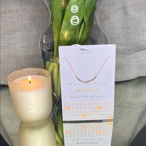 Lucky Feather “Blessed” Morse Code Necklace